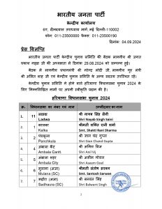 haryana bjp candidate list released